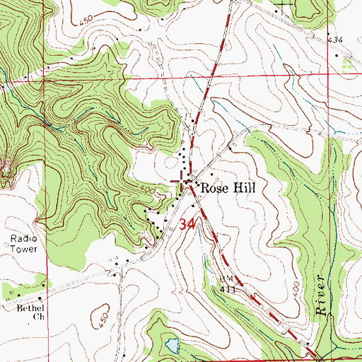Topographic Map of Rose Hill, AL