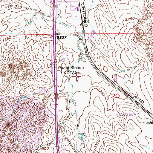 Topographic Map of KOTA-AM (Rapid City), SD