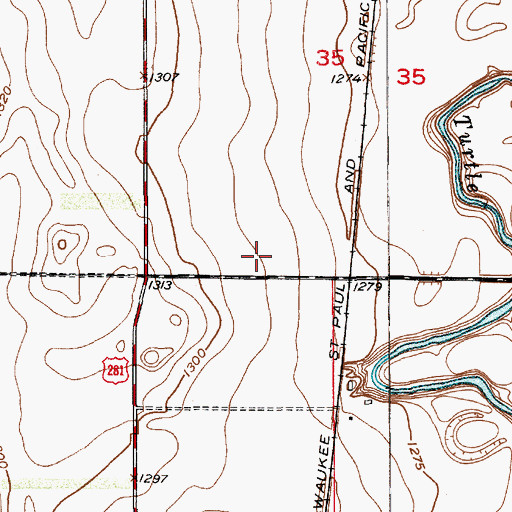 Topographic Map of KQKD-AM (Redfield), SD