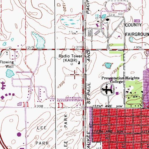 Topographic Map of KGIM-AM (Aberdeen), SD