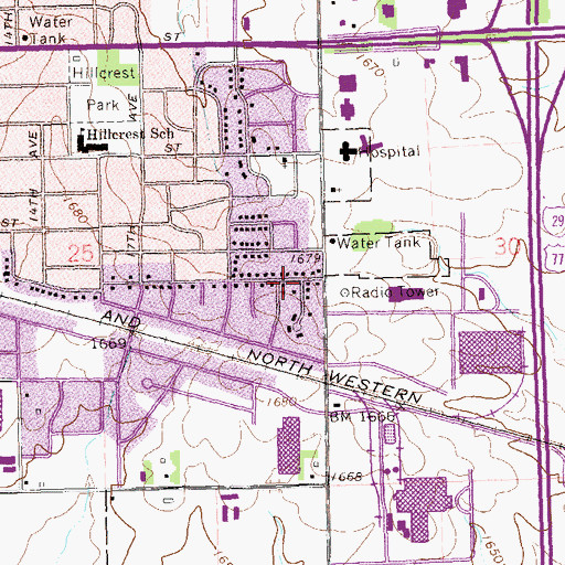 Topographic Map of KBRK-AM (Brookings), SD
