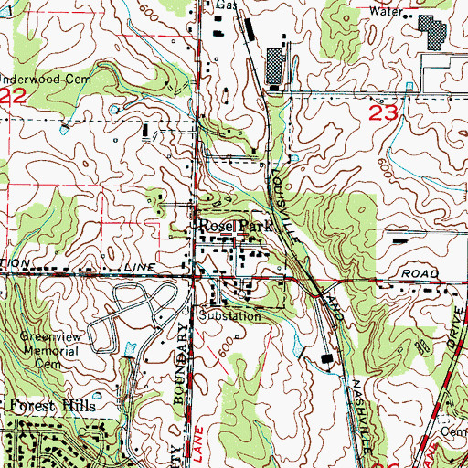 Topographic Map of Rose Park, AL