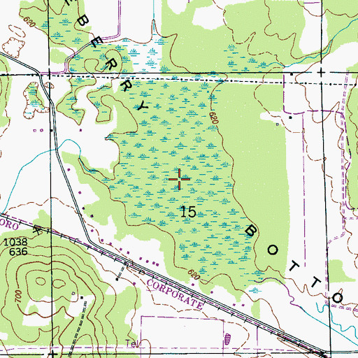 Topographic Map of Roseberry Bottoms, AL