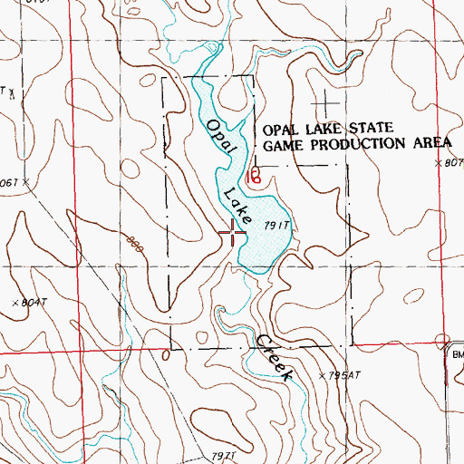 Topographic Map of Opal Dam, SD