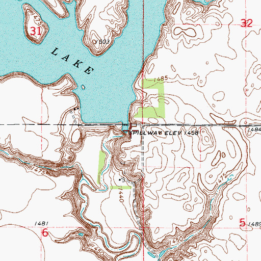 Topographic Map of Elm Lake Dam, SD