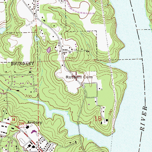 Topographic Map of Rosehill Cemetery, AL