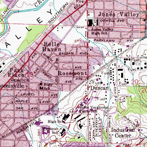Topographic Map of Rosemont, AL