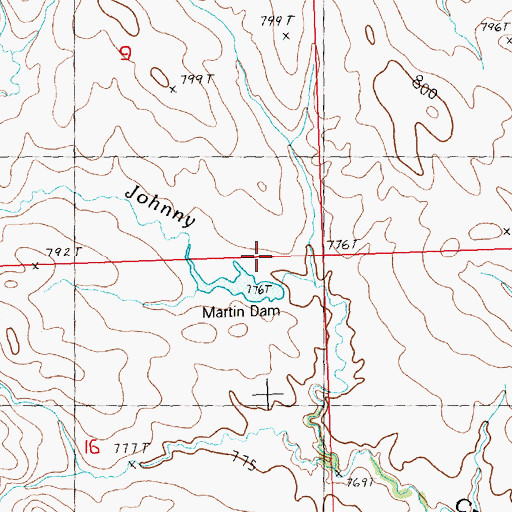 Topographic Map of Reeves Cattle Company Number 2 Dam, SD