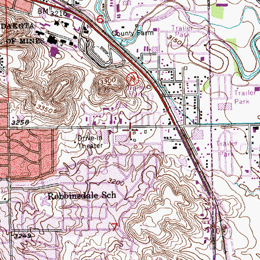 Topographic Map of Robbinsdale Shopping Center, SD