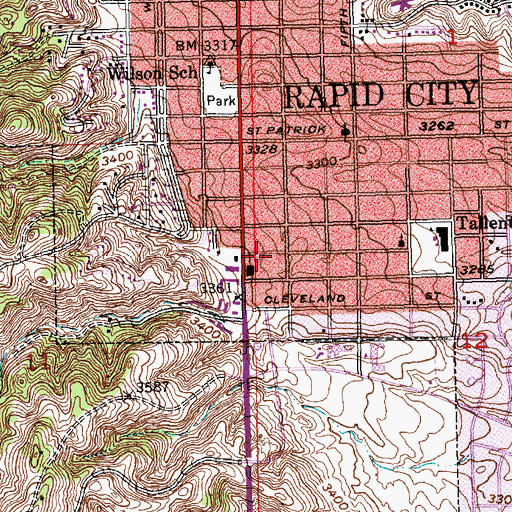 Topographic Map of South Town Mall, SD