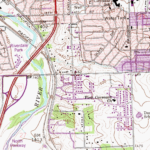 Topographic Map of Willow Creek Shopping Plaza, SD
