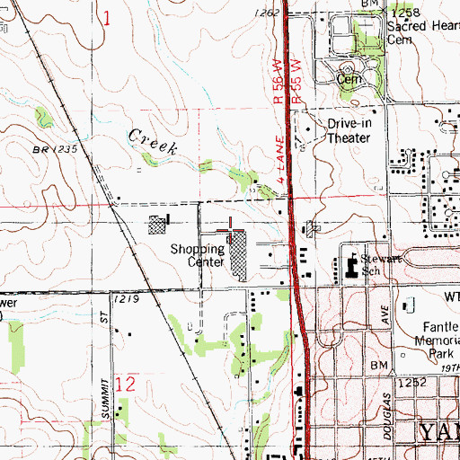 Topographic Map of Yankton Mall, SD