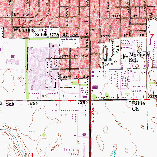 Topographic Map of Southgate Shopping Center, SD