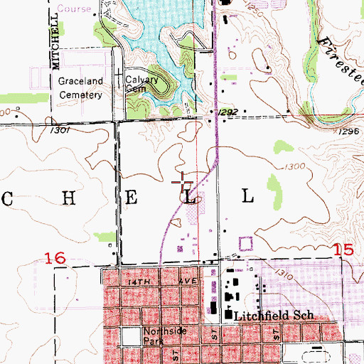 Topographic Map of Super City Mall, SD