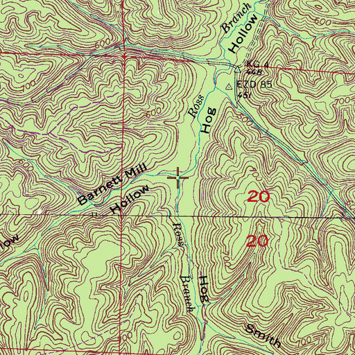 Topographic Map of Ross Branch, AL