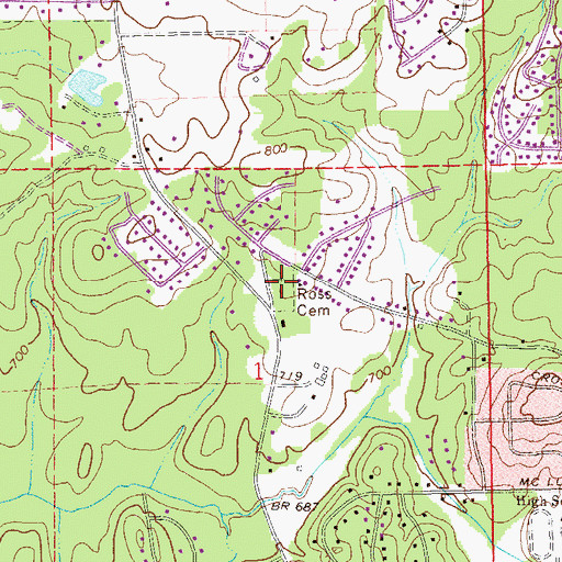 Topographic Map of Ross Cemetery, AL