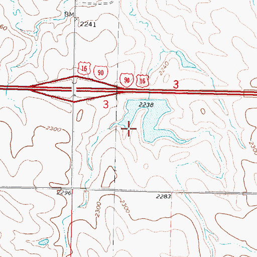 Topographic Map of Bork Number 2 Dam, SD