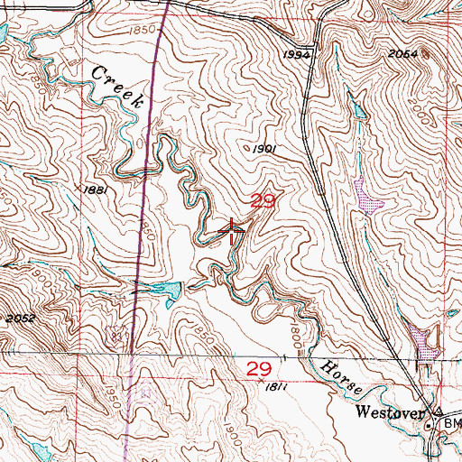 Topographic Map of Thomas Number 1 Dam, SD