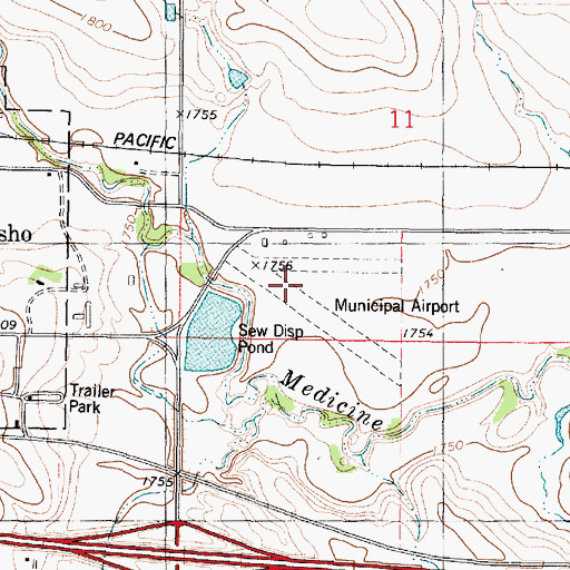 Topographic Map of Presho Municipal Airport, SD