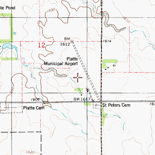 Topographic Map of Platte Municipal Airport, SD