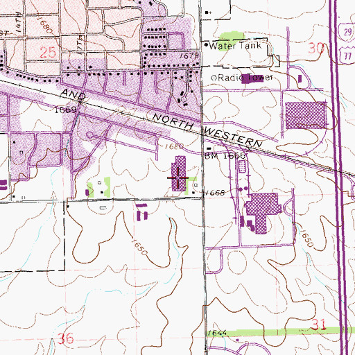 Topographic Map of Brookings Mall, SD