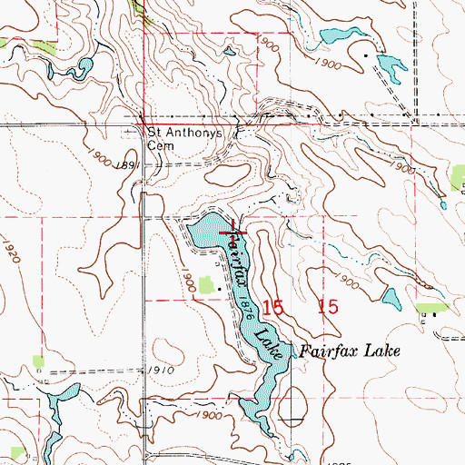 Topographic Map of Fairfax Lake Dam, SD