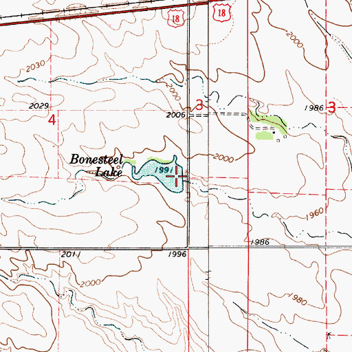 Topographic Map of Bonesteel Lake Dam, SD