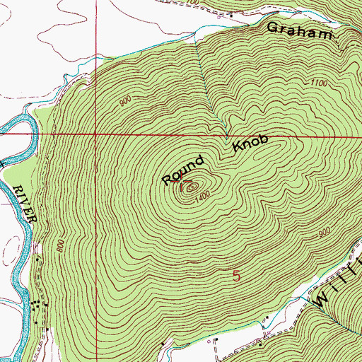 Topographic Map of Round Knob, AL