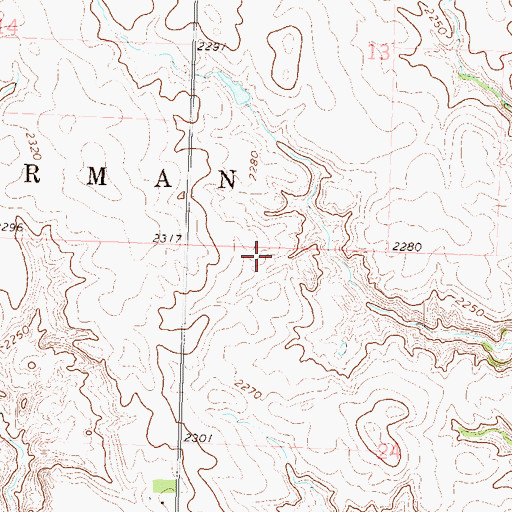Topographic Map of Alfred Cowan Dam, SD