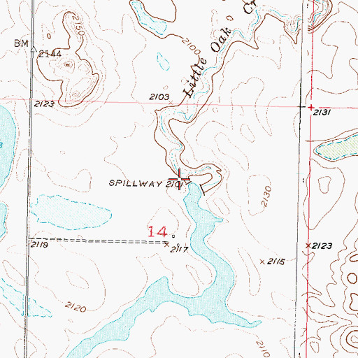 Topographic Map of Gerald Martian Dam, SD