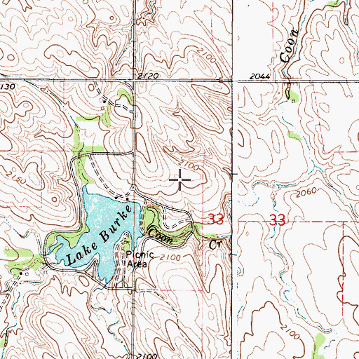 Topographic Map of Burke Dam, SD