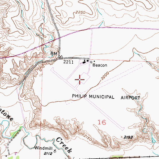 Topographic Map of Philip Airport, SD