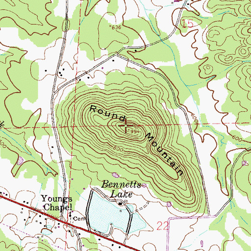 Topographic Map of Round Mountain, AL