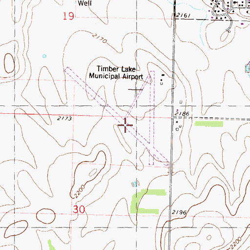 Topographic Map of Timber Lake Municipal Airport, SD
