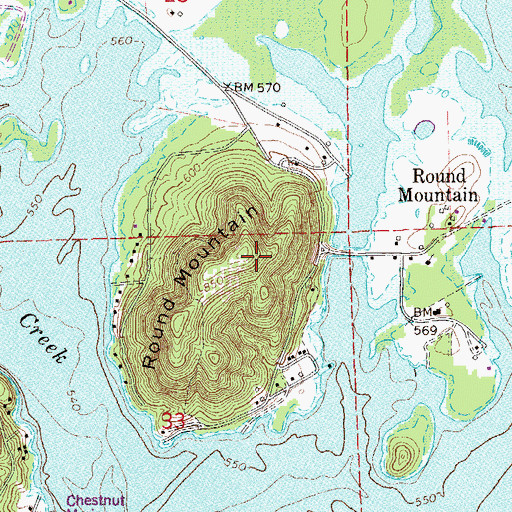 Topographic Map of Round Mountain, AL