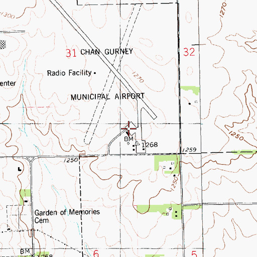 Topographic Map of Chan Gurney Municipal Airport, SD