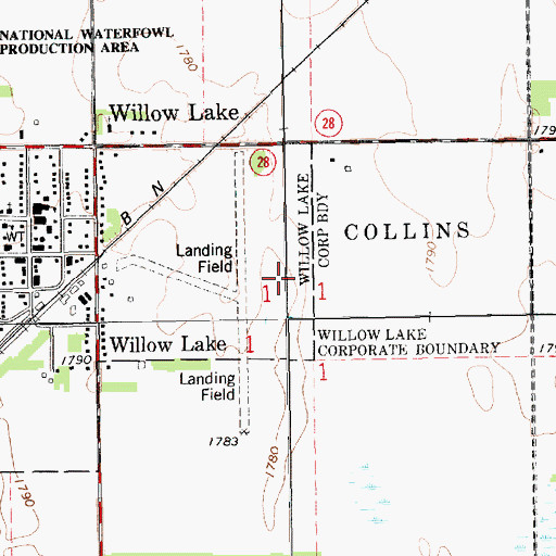 Topographic Map of Willow Lake Airport (historical), SD