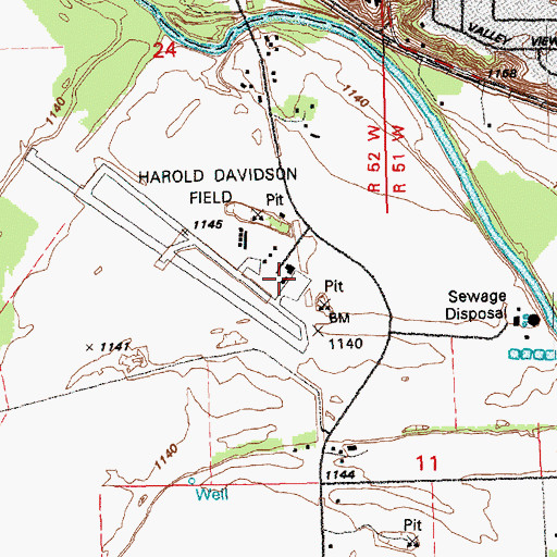 Topographic Map of Harold Davidson Field, SD