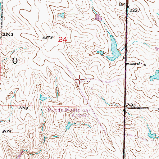Topographic Map of Murdo Municipal Airport, SD