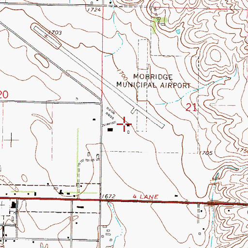 Topographic Map of Mobridge Municipal Airport, SD
