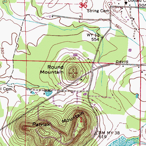 Topographic Map of Round Mountain, AL
