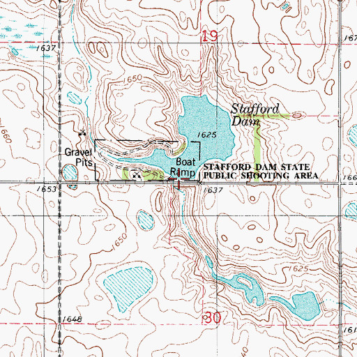 Topographic Map of Stafford Lake Dam, SD
