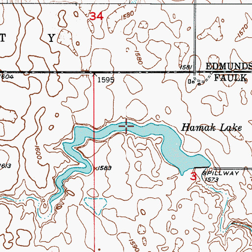Topographic Map of Hammok Lake, SD
