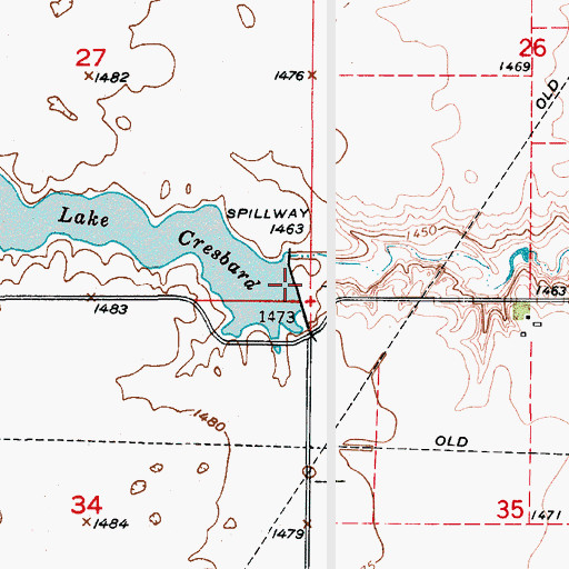 Topographic Map of Cresbard Lake Dam, SD