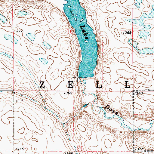 Topographic Map of Zell Lake Dam, SD