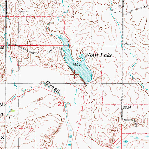 Topographic Map of Wolff Lake Dam, SD