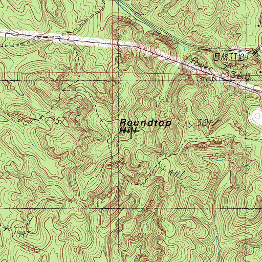 Topographic Map of Roundtop Hill, AL