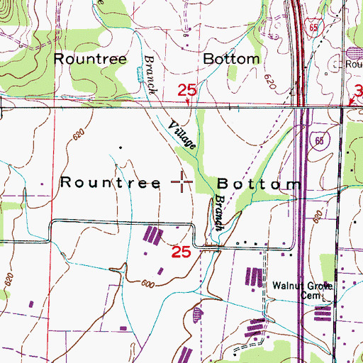 Topographic Map of Rountree Bottom, AL