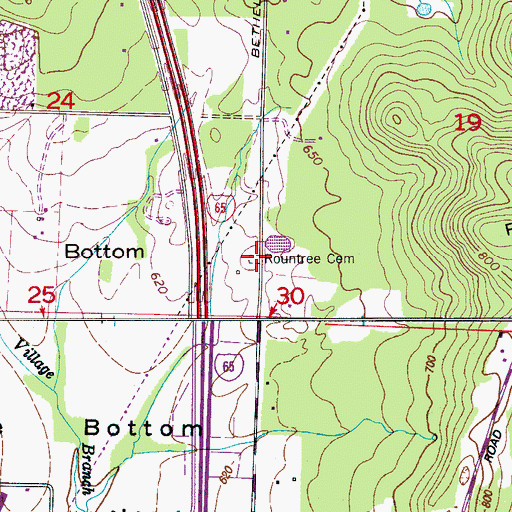 Topographic Map of Rountree Cemetery, AL