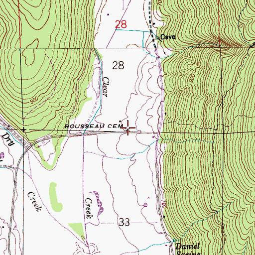 Topographic Map of Rousseau Cemetery, AL